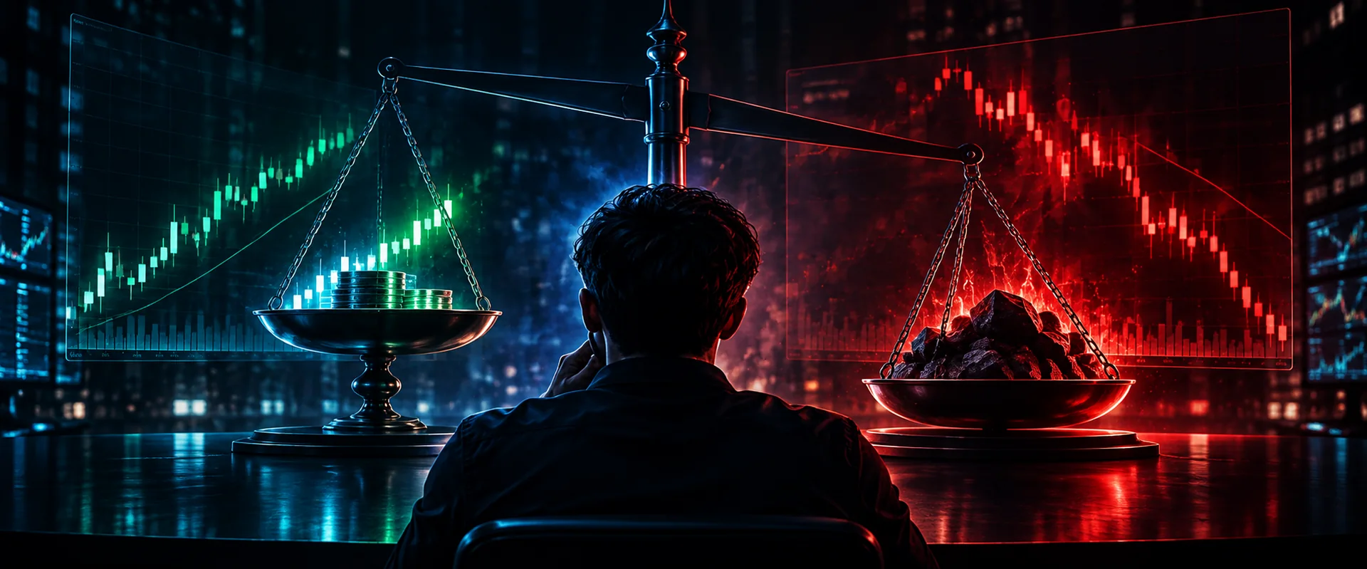 Trader decidiendo si cerrar o mantener sus posiciones abiertas